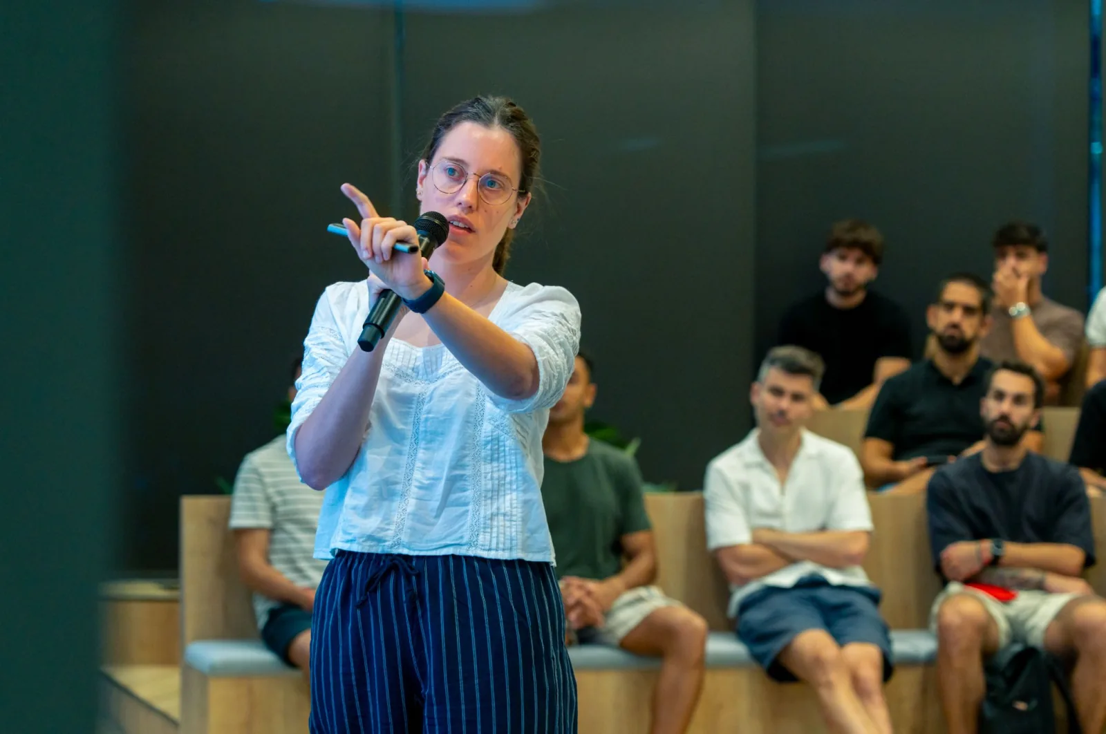 A speaker addressing the audience during BAD Meetup #2